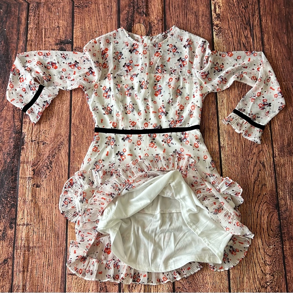 LuLus White Floral Print Long Sleeve Mini Dress Women’s Size Small‎ - Picture 14 of 15
